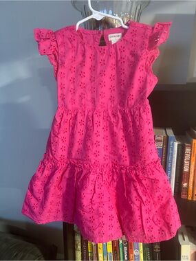 Crewcuts Bright Pink Eyelet Ruffle Tiered Dress